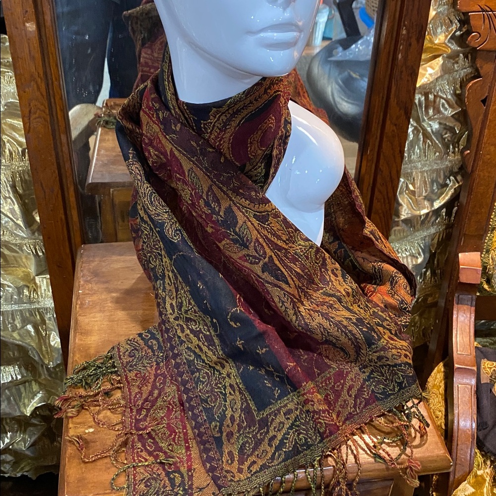 Paisley Cashmere Scarf  65 x 14 - Picture 2 of 4